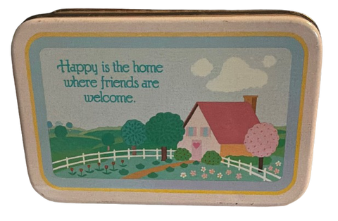 Tin Vintage HAPPY IS THE HOME - NOTE CARDS Decorative Tin Metal Tin Collector Tin Storage Collectible Gift - JAMsCraftCloset