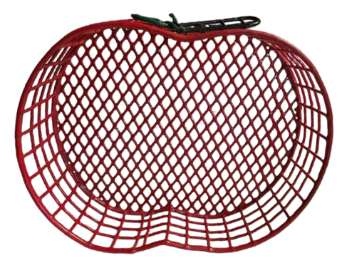 Basket RED Wire Apple Shaped Green Leaves Teacher Gift to Fill With Special Classroom Items Table Decor Storage Gift Idea Unique Home Decor Country Decor - JAMsCraftCloset