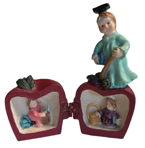 Figurine WORLDS BEST TEACHER - OPEN APPLE - STUDENTS Shelf Sitter Teacher Gift Desk Decor - JAMsCraftCloset