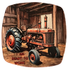 SQUARE Plastic PLATE Farmhouse Country Wall Art Shelf Sitter Decoupage ANTIQUE TRACTOR - READY FOR WORK Handmade Gift Idea Crafters Delight - JAMsCraftCloset