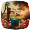 SQUARE Plastic PLATE Farmhouse Country Wall Art Shelf Sitter Decoupage ANTIQUE WATER PUMP - GOOD MORNING Handmade Gift Idea Crafters Delight - JAMsCraftCloset