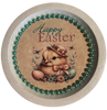 PLATE PLASTIC ROUND Decoupaged Hand Painted Upcycled Repurposed Wall Art EASTER CHICK BONNET AND EGGS - HAPPY EASTER Home Decor Spring Easter Wall Art Gift - JAMsCraftCloset