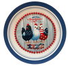 PLATE CHARGER BLUE WHITE PLASTIC ROUND DECOUPAGED Upcycled Repurposed Wall Art or Shelf Sitter GOD BLESS AMERICA CHICKS 4TH OF JULY Decor Kitchen Decor Home Decor Wall Art Gift WEDDING - JAMsCraftCloset