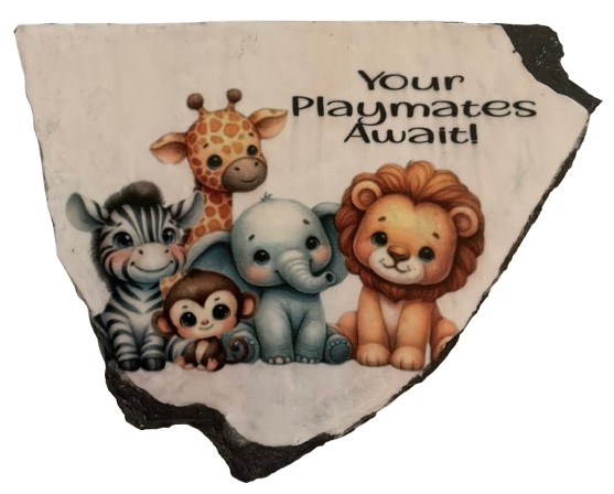 Antique West Virginia Roof Decoupaged YOUR PLAYMATES AWAIT - NURSERY Theme Handmade Wall Art Unique Home Decor Gift- JAMsCraftCloset
