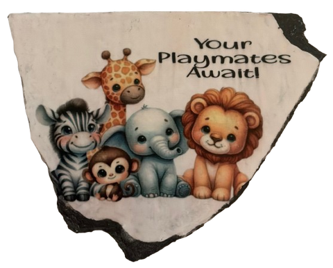 Antique West Virginia Roof Decoupaged YOUR PLAYMATES AWAIT - NURSERY Theme Handmade Wall Art Unique Home Decor Gift- JAMsCraftCloset