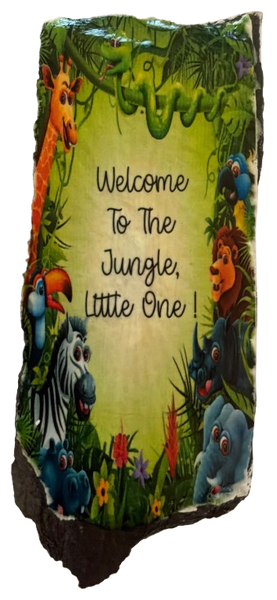 Antique West Virginia Roof Decoupaged WELCOME TO THE JUNGLE LITTLE ONE - NURSERY Theme Handmade Wall Art Unique Home Decor Gift- JAMsCraftCloset