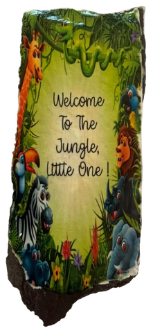 Antique West Virginia Roof Decoupaged WELCOME TO THE JUNGLE LITTLE ONE - NURSERY Theme Handmade Wall Art Unique Home Decor Gift {{ JAMsCraftCloset }}