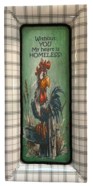 TRAY BLACK and WHITE PLAID Plastic Rectangle Decoupaged Upcycled Repurposed COUNTRY Theme WITHOUT YOU MY HEART IS HOMELESS Wall Art Shelf Sitter KITCHEN Decor Gift - JAMsCraftCloset