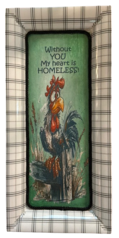 TRAY BLACK and WHITE PLAID Plastic Rectangle Decoupaged Upcycled Repurposed COUNTRY Theme WITHOUT YOU MY HEART IS HOMELESS Wall Art Shelf Sitter KITCHEN Decor Gift - JAMsCraftCloset