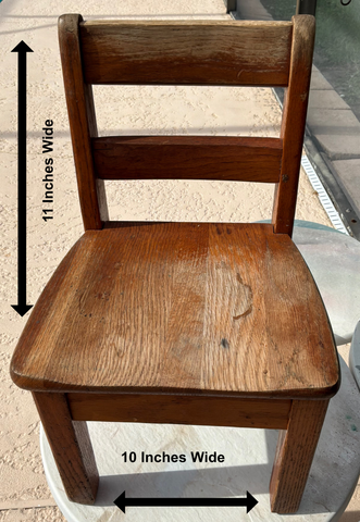 Childs Small Solid Oak Chair HEAVY Vintage Good Condition Shows Wear From Use Collectible Kids Room Decor Hang for Knick Knacks {{ JAMsCraftCloset }}