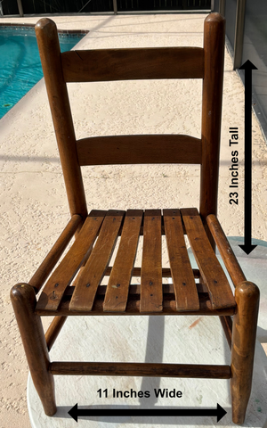 Childs Chair Slat Seat Oak Spindles Vintage Good Condition Shows Wear From Use Collectible Kids Room Decor Hang for Knick Knacks {{ JAMsCraftCloset }}
