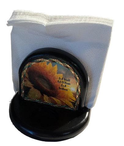 Napkin Holder Salt Pepper Holder Decoupaged Sunflower IN A WORLD FULL OF ROSES BE A SUNFLOWER Kitchen Decor Gift {{ JAMsCraftCloset }}