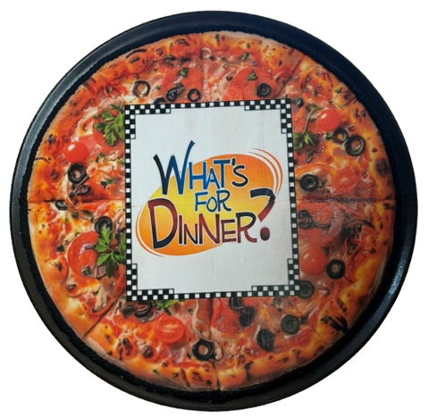 Pizza Pan DECOUPAGED WHAT'S FOR DINNER PIZZA Theme GIANT PIZZA PAN Farmhouse Country Home Decor KITCHEN Wall Art Handmade Hand Painted Repurposed Upcycled Gift Idea - JAMsCraftCloset