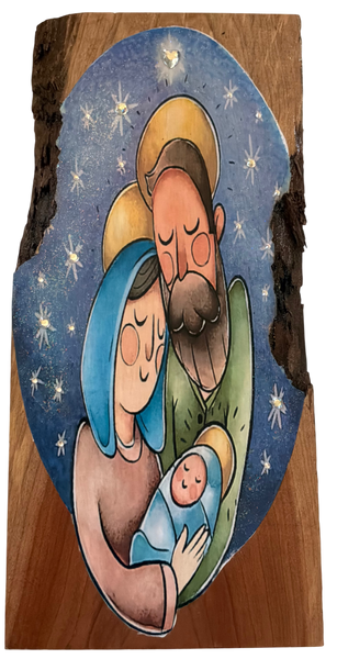 Wood Wall Art Plaque Minimalistic Nativity Scene Rectangle Decoupaged CHRISTMAS Holiday Home Decor Gift Idea - JAMsCraftCloset