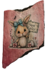 Antique West Virginia Roof Slate Decoupaged EASTER SLATE WALL ART &nbsp;Happy Easter Bunny With Blue Bow - Handmade Unique EASTER Holiday Decoration Home Decor Gift - JAMsCraftCloset