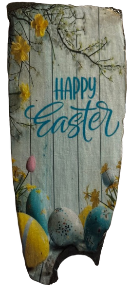 Antique West Virginia Roof Slate Decoupaged EASTER SLATE WALL ART Happy Easter Eggs Tulips Tree Yellow Flowers - Handmade Unique EASTER Holiday Decoration Home Decor Gift - JAMsCraftCloset