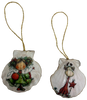 SCALLOP SEASHELL CHRISTMAS ORNAMENT- Set 2 BEACH COASTAL DECOR - Handmade Hand Painted DECOUPAGED Repurposed Upcycled Gift SET OF 2 Ornaments - JAMsCraftCloset