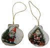 SCALLOP SEASHELL CHRISTMAS ORNAMENT- Set 4 BEACH COASTAL DECOR - Handmade Hand Painted DECOUPAGED Repurposed Upcycled Gift SET OF 2 Ornaments {{ JAMsCraftCloset }}