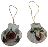 SCALLOP SEASHELL CHRISTMAS ORNAMENT- Set 5 BEACH COASTAL DECOR - Handmade Hand Painted DECOUPAGED Repurposed Upcycled Gift SET OF 2 Ornaments - JAMsCraftCloset