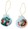 SCALLOP SEASHELL CHRISTMAS ORNAMENT- SANTA SET 1 - BEACH COASTAL DECOR - Handmade Hand Painted DECOUPAGED Repurposed Upcycled Gift SET OF 2 Ornaments {{ JAMsCraftCloset }}