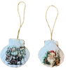 SCALLOP SEASHELL CHRISTMAS ORNAMENT- SANTA SET 2 - BEACH COASTAL DECOR - Handmade Hand Painted DECOUPAGED Repurposed Upcycled Gift SET OF 2 Ornaments {{ JAMsCraftCloset }}