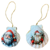 SCALLOP SEASHELL CHRISTMAS ORNAMENT- SANTA SET 3 - BEACH COASTAL DECOR - Handmade Hand Painted DECOUPAGED Repurposed Upcycled Gift SET OF 2 Ornaments {{ JAMsCraftCloset }}