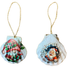 SCALLOP SEASHELL CHRISTMAS ORNAMENT- SANTA SET 4 - BEACH COASTAL DECOR - Handmade Hand Painted DECOUPAGED Repurposed Upcycled Gift SET OF 2 Ornaments {{ JAMsCraftCloset }}