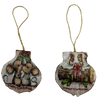 SCALLOP SEASHELL CHRISTMAS ORNAMENT- MICE Christmas Ornaments SET 4 - HOLIDAY DECOR - Handmade Hand Painted DECOUPAGED Repurposed Upcycled Gift SET OF 2 Ornaments - JAMsCraftCloset