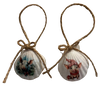 SCALLOP SEASHELL CHRISTMAS ORNAMENT- FARM ANIMALS Christmas Ornaments SET 1 - HOLIDAY DECOR - Handmade Hand Painted DECOUPAGED Repurposed Upcycled Gift SET OF 2 Ornaments - JAMsCraftCloset