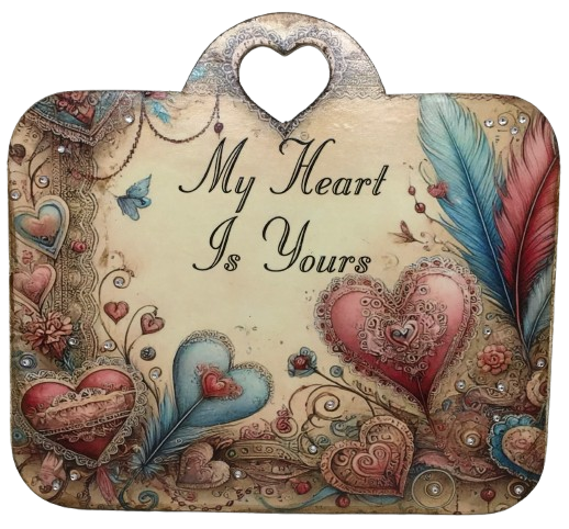 Plaque Wood Rectangle Hand Painted Upcycled Repurposed Wall Art MY HEART IS YOURS Valentines Day Home Decor LOVE Gift - JAMsCraftCloset