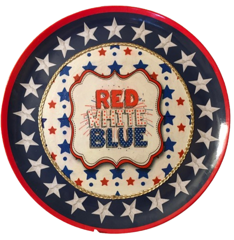 Plastic Round Star TRAY Farmhouse Country Patriotic RED WHITE BLUE Wall Art HAPPY FOURTH OF JULY Cottage Chic Victorian Decor Handmade Gift Idea &nbsp;- JAMsCraftCloset