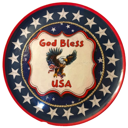 Plastic Round Star TRAY Farmhouse Country Patriotic GOD BLESS USA Wall Art HAPPY FOURTH OF JULY Cottage Chic Victorian Decor Handmade Gift Idea &nbsp;- JAMsCraftCloset