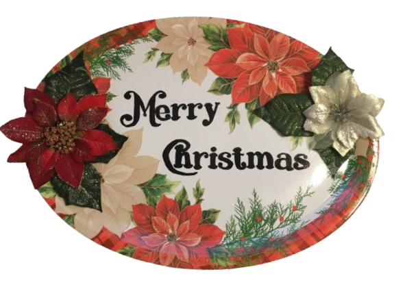 Hard Plastic OVAL TRAY Farmhouse Country Home Decor MERRY CHRISTMAS POINSETTIA Wall Art Cottage Chic Decor Kitchen Decor Victorian Christmas Holiday Decor Handmade Gift Idea &nbsp;- JAMsCraftCloset