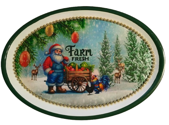 Hard Plastic OVAL TRAY Farmhouse Country Home Decor FARM FRESH SANTA Wall Art Cottage Chic Decor Kitchen Decor Victorian Christmas Holiday Decor Handmade Gift Idea &nbsp;- JAMsCraftCloset