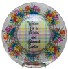 Round Glass Plate Reverse Decoupaged EASTER Holiday WISHES FOR A BRIGHT AND BLESSED EASTER Farmhouse Country Shelf Sitter Handmade Gift Idea &nbsp;- JAMsCraftCloset