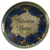 TRAY GREEN METAL ROUND Decoupaged Hand Painted Upcycled Repurposed Wall Art WELCOME HOME Home Decor LOVE Wall Art Gift - JAMsCraftCloset