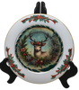 Glass PLATE Round CHRISTMAS DEER 2 Country Farmhouse Kitchen Shelf Sitter Handmade Decoupaged Repurposed Upcycled Birthday Gift Idea - JAMsCraftCloset