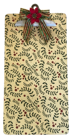 Clipboard Legal Size Vintage Upcycled Handcrafted Christmas Design HOLLY AND BERRIES Design Gift Idea Unique Unique Unique for Teacher, Secretary, or Student - JAMsCraftCloset