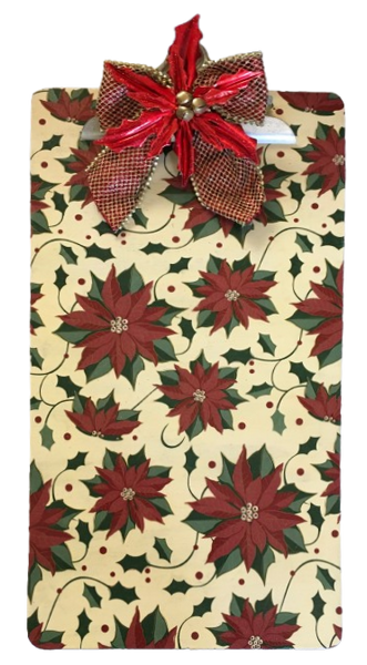 Clipboard Legal Size Vintage Upcycled Handcrafted Christmas Design CHRISTMAS POINSETTIAS Design Gift Idea Unique {{ JAMsCraftCloset }}