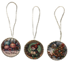 ROUND Wood Decoupaged SNOWMAN TREE Ornaments Handmade Christmas Ornament Package Decor WINTER Decor Gift Idea Home Decor Unique SET OF 3 - JAMsCraftCloset