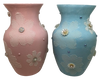 Glass VASES PINK and Blue Decoupaged LACE and BLING Wedding Decor Shelf Sitter Lace Vase Shabby Chic Victorian BoHo Decor Gift Idea - JAMsCraftCloset