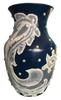 Glass VASE NAUTICAL BLUE Decoupaged LACE and BLING Wedding Decor Shelf Sitter Lace Vase Shabby Chic Victorian BoHo Decor Gift Idea - JAMsCraftCloset
