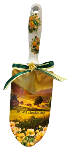 Decoupaged Small Handheld Garden Trowel With Country Scene And Florals OH WHAT A BEAUTIFUL DAY Gift Idea Garden Shed Decor Wall Art - JAMsCraftCloset