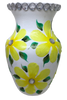 Glass WHITE Vase Decoupaged YELLOW SILK FLOWERS HAND PAINTED LEAVES and BLING Wedding Decor Shelf Sitter Floral Vase Flower Vase Gift Idea Table Decor Centerpiece Home Decor Cottage Chic Farmhouse Decor Victorian Decor - JAMsCraftCloset