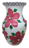 Glass WHITE Vase Decoupaged RED SILK FLOWERS HAND PAINTED LEAVES and BLING Wedding Decor Shelf Sitter Floral Vase Flower Vase Gift Idea Table Decor Centerpiece Home Decor Cottage Chic Farmhouse Decor Victorian Decor - JAMsCraftCloset