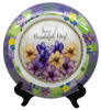 PLATE FLORAL PLASTIC ROUND DECOUPAGED Upcycled Repurposed Wall Art or Shelf Sitter HAVE A BEAUTIFUL DAY Green Background Home Decor Wall Art Gift WEDDING - JAMsCraftCloset