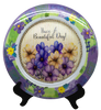 PLATE FLORAL PLASTIC ROUND DECOUPAGED Upcycled Repurposed Wall Art or Shelf Sitter HAVE A BEAUTIFUL DAY YELLOW Background Home Decor Wall Art Gift WEDDING - JAMsCraftCloset