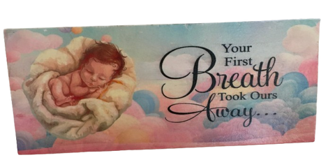 Decoupaged Vintage DRYWALL TROWEL - YOUR FIRST BREATH TOOK OURS AWAY Whimsical Shelf Sitter Home Decor Country Farmhouse NURSERY Bedroom Decor Gift Idea - JAMsCraftCloset