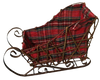 Sleigh Holiday Christmas Vintage Metal and Grapevine BROWN Red Plaid Lining Unique Shelf Sitter Gift Idea - JAMsCraftCloset
