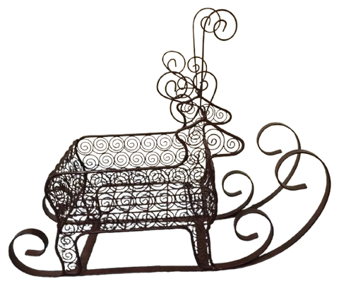 Sleigh Holiday Christmas Vintage Metal and Wire BROWN REINDEER Unique Shelf Sitter Gift Idea Holiday Decor-Christmas Decor-Home Decor-Country Decor-Gift-Storage - JAMsCraftCloset